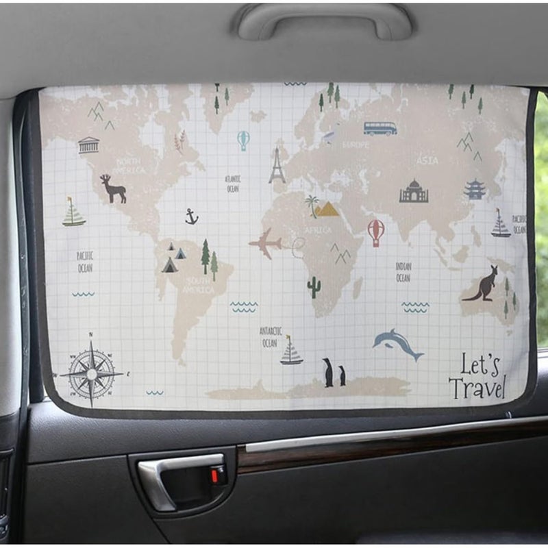 BEBEDECO Magnetic Car Sun Shade Curtain for Side Window â€“ Sun Blocker and UV Protector for Baby, Kids, and Pets â€“ Universal Fit with Built-in Magnets for Steel-Framed Door (WorldTravel) - Image 2